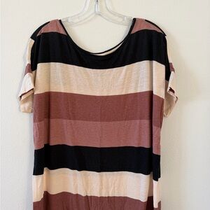 LOFT Women's Striped Short Sleeve Top - Black, Brown, Cream